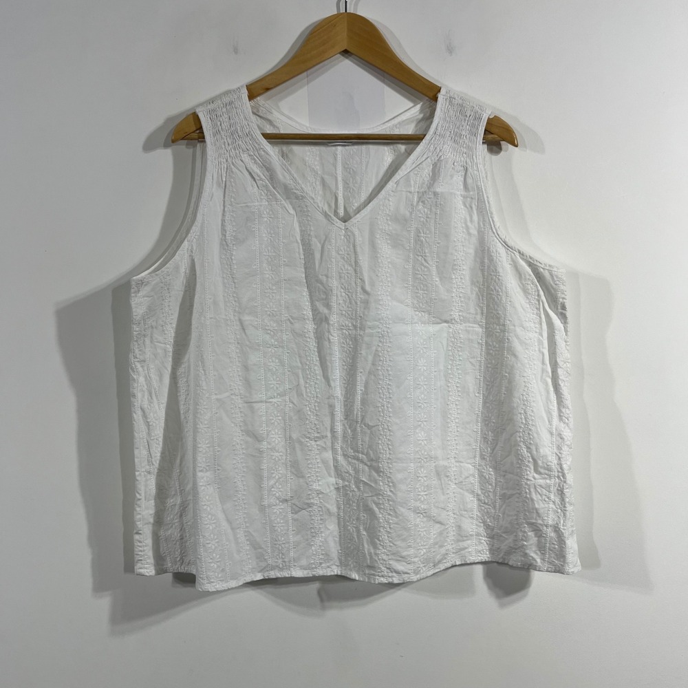 TimeandTru Dainty‎ Coastal Beachy Eyelet Cottagecore Cotton Tank Top Womens XL